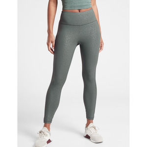Athleta Ultimate Stash Pocket Embossed 7/8 Tight Legging in Bali Green